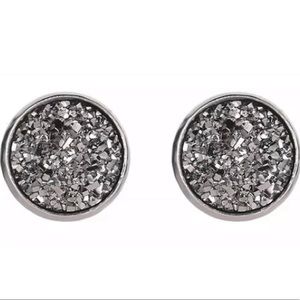 🛑3 for $10 MUST GO SALE Silver faux Druzy Quartz Stainless stud earrings